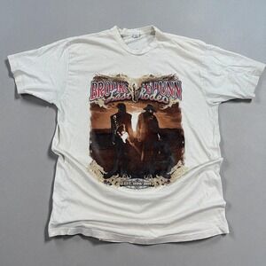 Vintage Brooks & Dunn‎ Last Rodeo Tour T-Shirt Men's 2XL White Rock Band Graphic